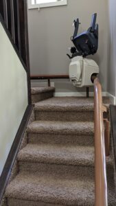 FreeCurve Stairlift Installation Landing with charging station