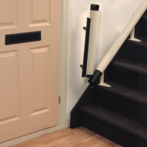 Power Hinge for curved stair lift -FreeCurveHingedRail folded midway up