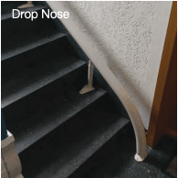 drop nose rail in front of a doorway